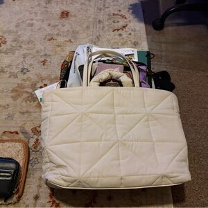 Elegant Cream Quilted Tote Bag